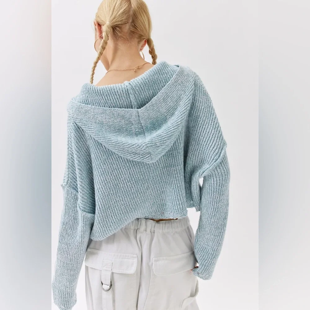 Urban Outfitters Rhode Distressed Hooded Zip-Up Cardigan - Picture 3 of 7